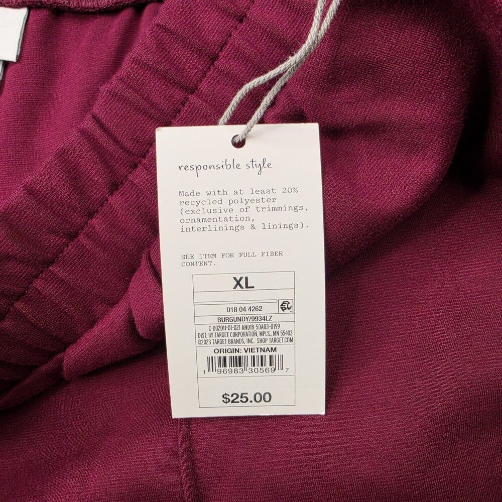 A New Day Pants Womens XL Burgundy Ponte Straight Leg Pull On Pockets Lounge New - Picture 4 of 8